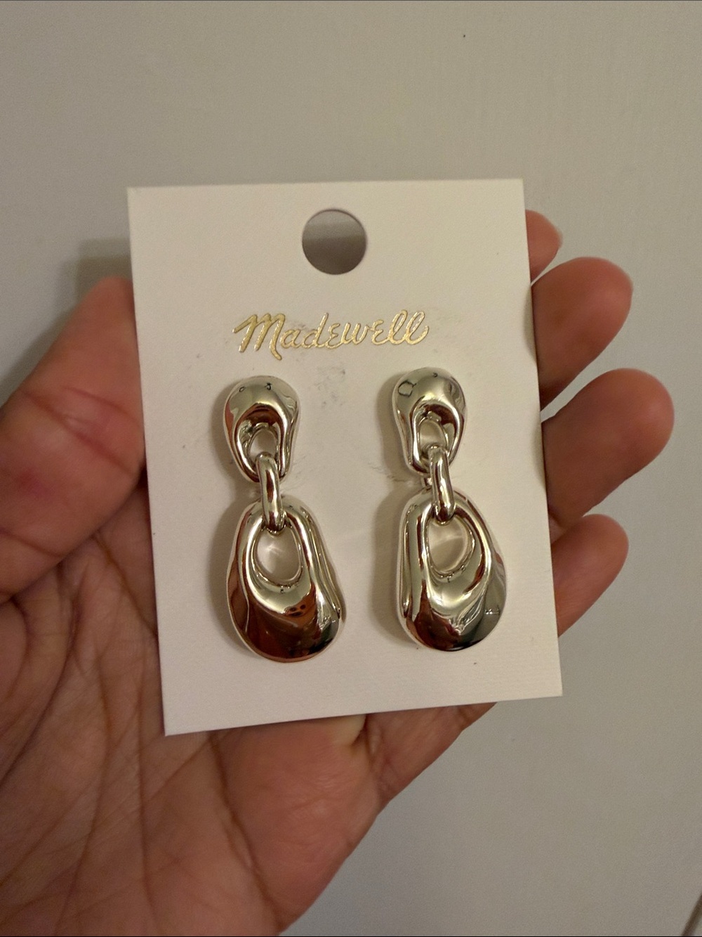 NWT Madewell Polished Silver Organic Link Drop Earrings